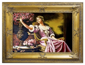 "Woman with Flowers" Handmade Oil Paintings Canvas Oil Painting Picture G03806