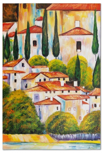 "Landscape with Houses" Handmade Oil Paintings Canvas G01579