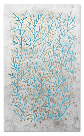 "Branches in gold and blue" Handcrafted oil paintings canvas G100099