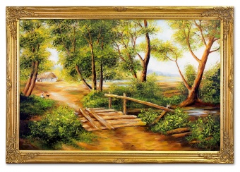 Landscape with Bridge Handmade Oil Paintings Canvas Oil Painting G119035