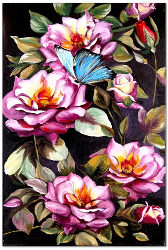 Flowers and Butterfly Handcrafted Oil Paintings Canvas G100441