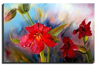 Red flowers handmade oil paintings canvas oil painting picture G00755