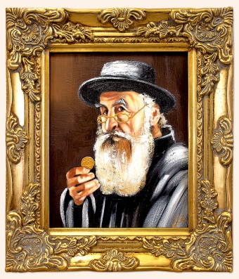 The old man with the gold coin handmade oil paintings paintings G06509