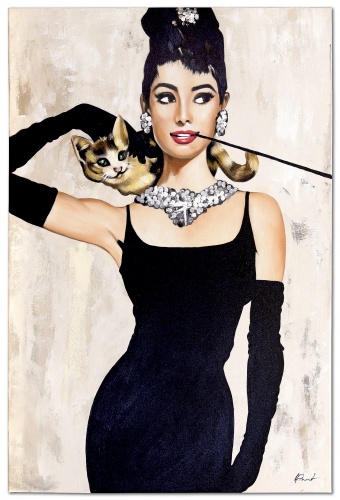 Elegant lady with cat handmade oil paintings canvas G119264