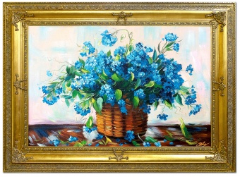 Blue floral splendor handcrafted oil paintings canvas oil painting G119153