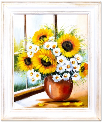 Sunflowers and Daisies Handmade Oil Paintings Canvas G00382