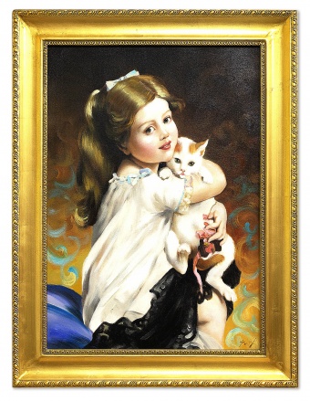 Girl with cat handmade oil paintings canvas oil painting picture G94146