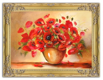 Poppy flower bouquet Handmade Oil paintings Canvas Oil painting Picture G02207