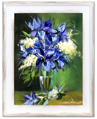 Blue Flowers Handcrafted Oil Paintings Canvas Oil Painting Picture G15859