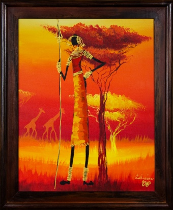 "African Warrior" Handmade Oil Paintings Canvas G16100