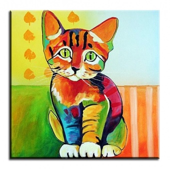 Colorful cat handmade oil paintings canvas oil painting picture G00138