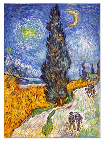 The path with cypress trees Handcrafted oil paintings Canvas oil painting G119992