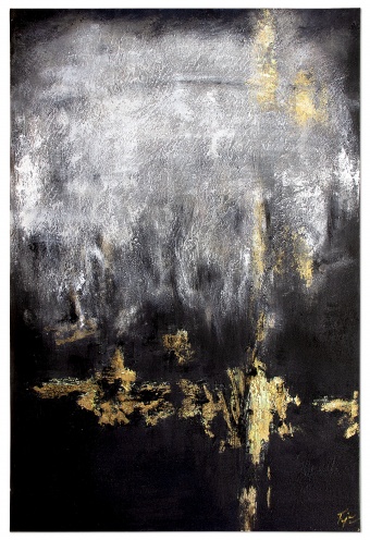 "Abstract in Black and Gold" Handcrafted Oil Paintings Artwork G120154