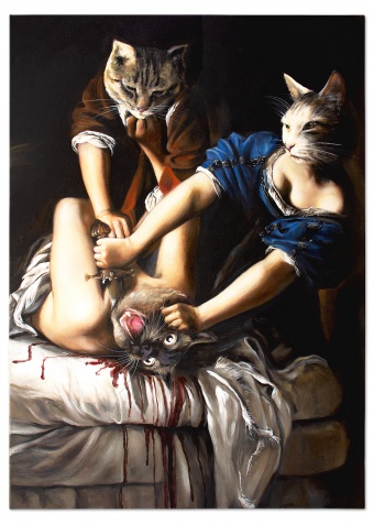 Cat fight handmade oil paintings canvas oil painting picture G120419