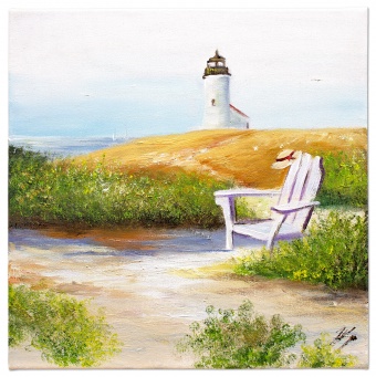 Lighthouse and Chair Handcrafted Oil Paintings Canvas Oil Painting G120285