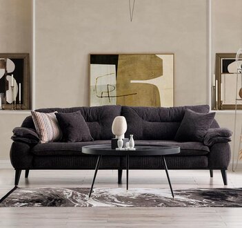 Elegant and comfortable 3-seater sofa in deep purple for stylish living rooms.