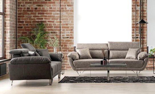 Sofa Couch Landscape Cozy 3+3 Relaxation Sofa Couch Set Sofa Set