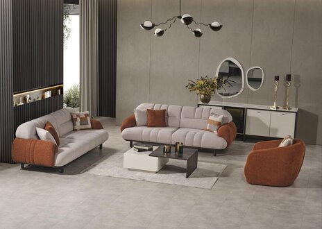 Sofa set 3 pieces living room seating set designer 2x 3-seater upholstered armchair.