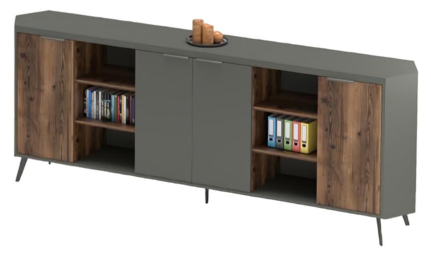 Office cabinet file cabinet sideboard cupboard wood gray brown freestanding