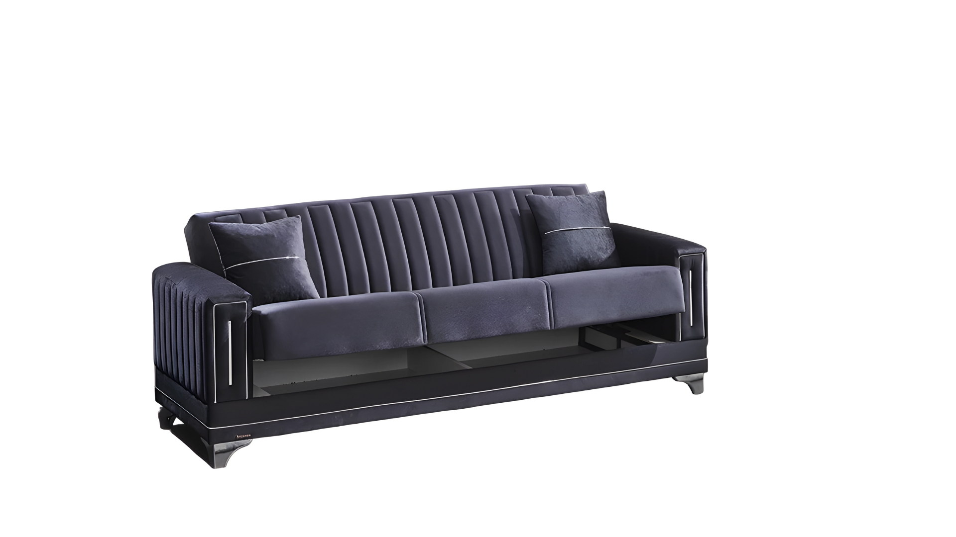 Modern Sofa 3-Seater Living Room Textile Gray Design Three-Seater Couch