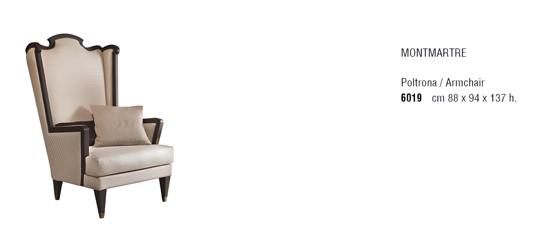 Design armchair, wing chair, Italian furniture, upholstered sofa, 1-seater with fabric.