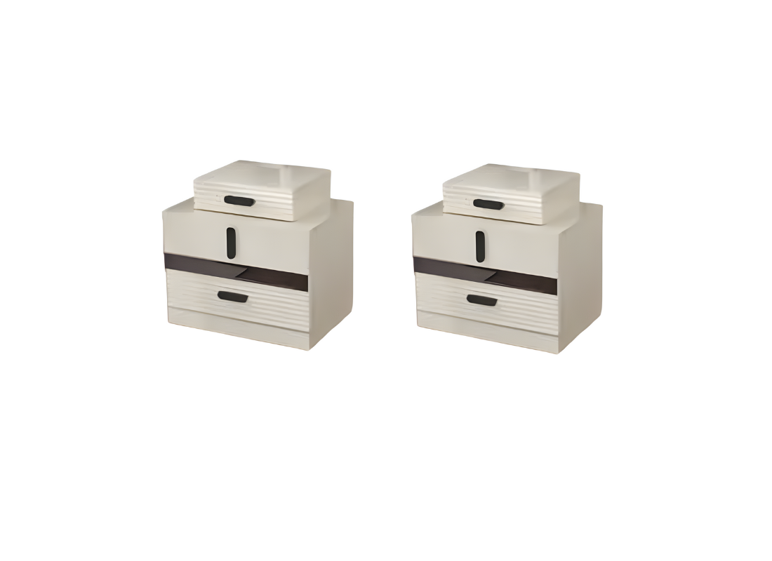 Modern complete bedroom furniture 2x bedside tables beige designer furniture