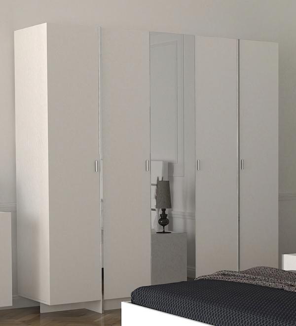 Wardrobe Bedroom Modern Furniture Brown Wood Cabinet 204cm White