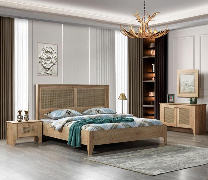 5-piece bedroom set bed + 2 nightstands + dresser + wardrobe modern