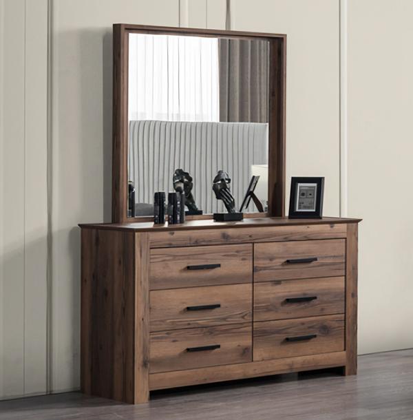 Bedroom dresser with mirror modern style elegant furniture brown wooden furniture