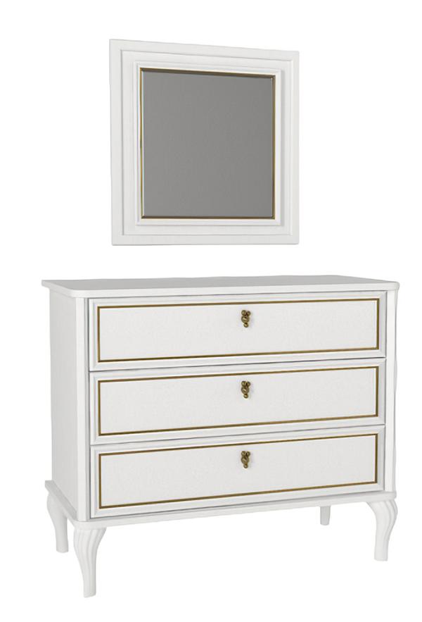 Youth room luxury dressers with mirror white modern furniture stylish 2-piece set.