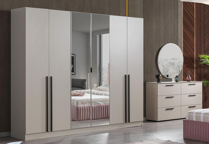 3-piece bedroom set wardrobe + chest of drawers + mirror modern furniture style