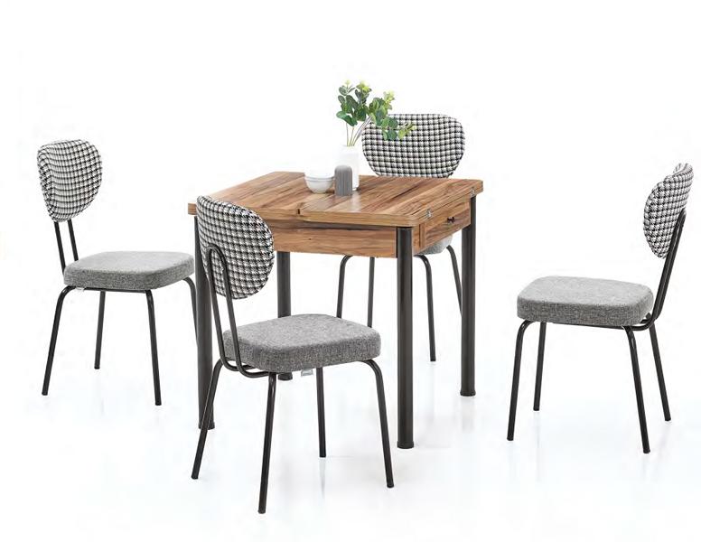 Dining room set square wooden extendable dining table checkered chairs