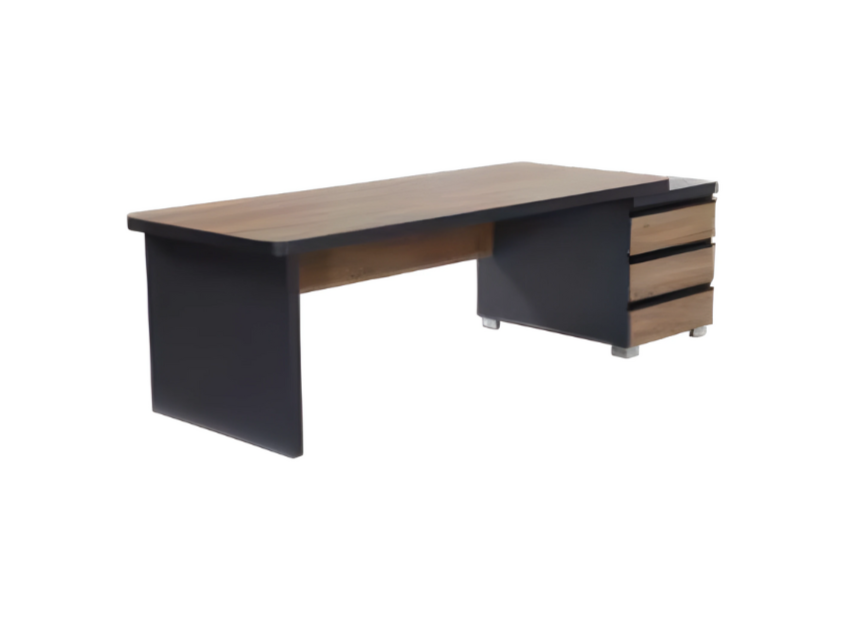 Contemporary office desk brown gray office furniture wood working environment