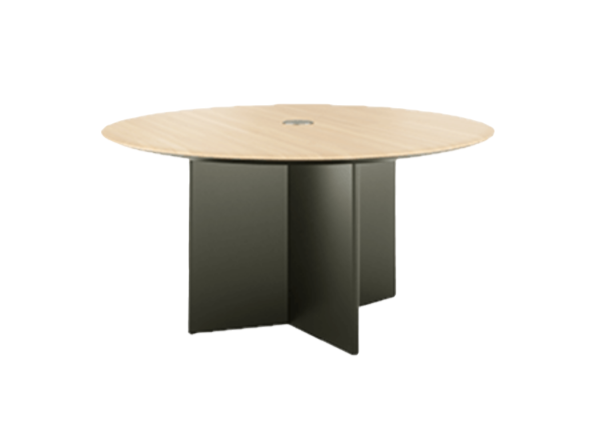 Exquisite round conference table gray brown stylish wooden office furniture