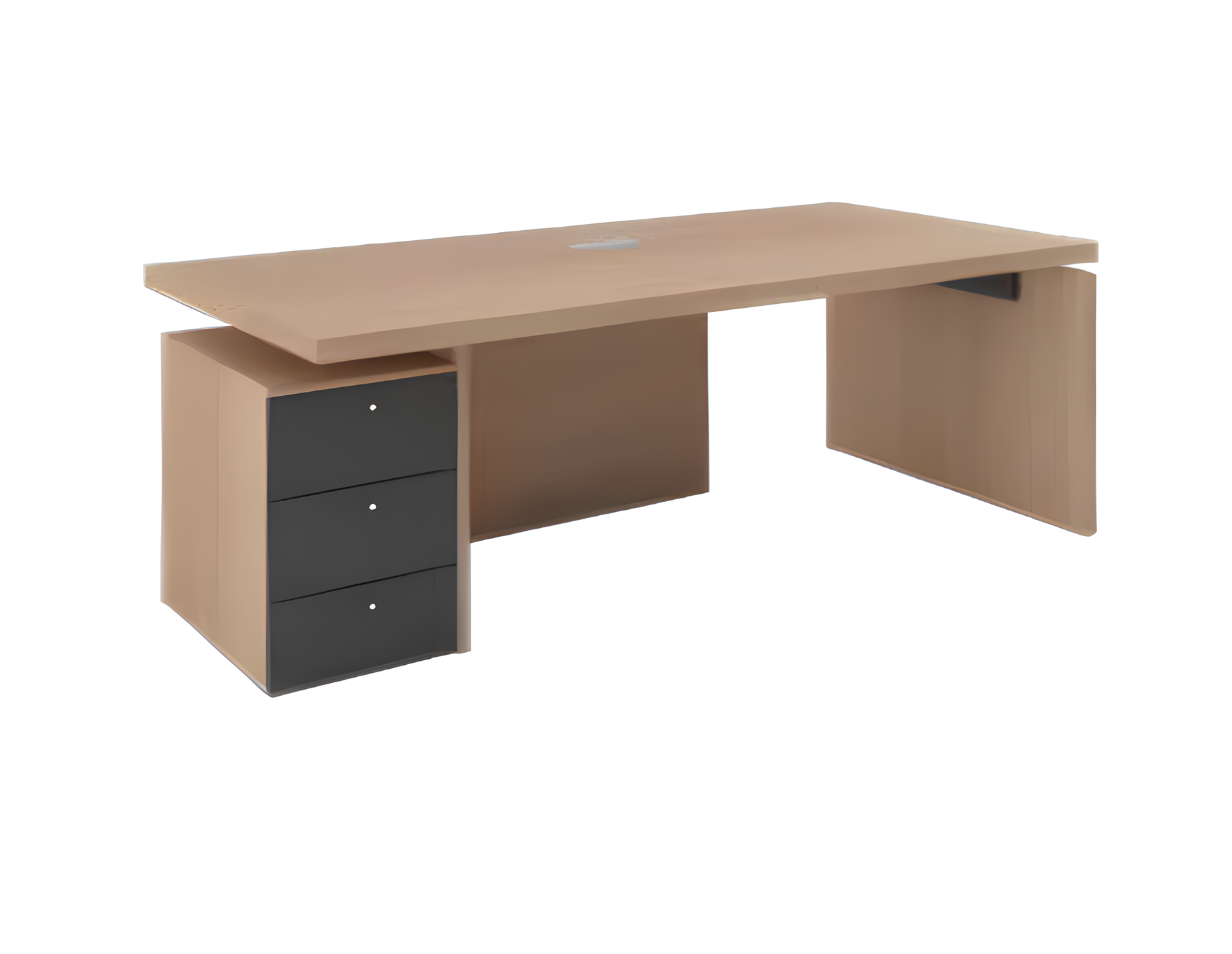 Stylish office desk dresser brown black luxury wooden furniture 2-piece