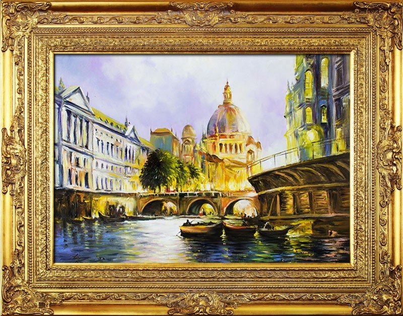Venice Classic Painting Oil Picture Real Wood Frame City 17403