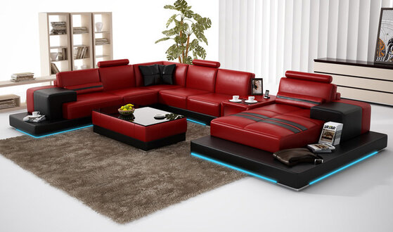 Leather sofa couch living landscape corner sofa corner set design modern sofa + USB