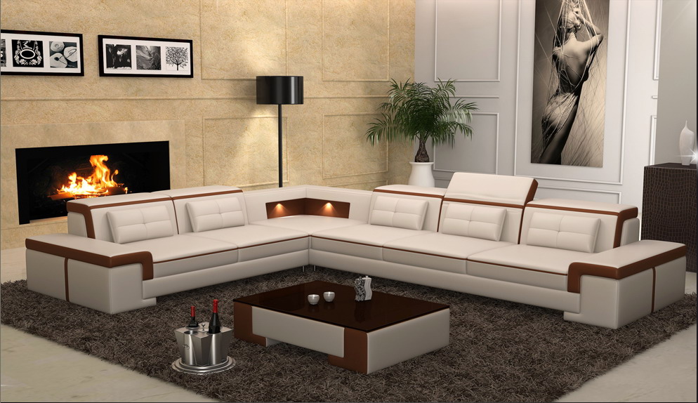 Modern corner sofa USB couch upholstered leather design sofa set living landscape new