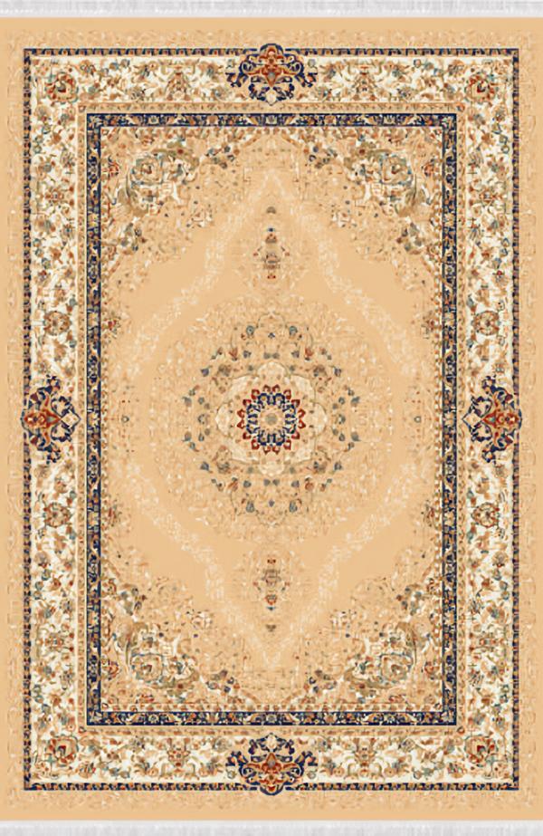 Oriental Traditional Rug Border Ornament Short-pile Beige Blue 150x233