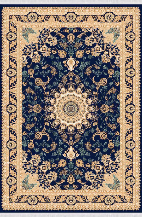 Carpet Art Carpet Short Pile Border Oriental Design Blue Beige 150x233