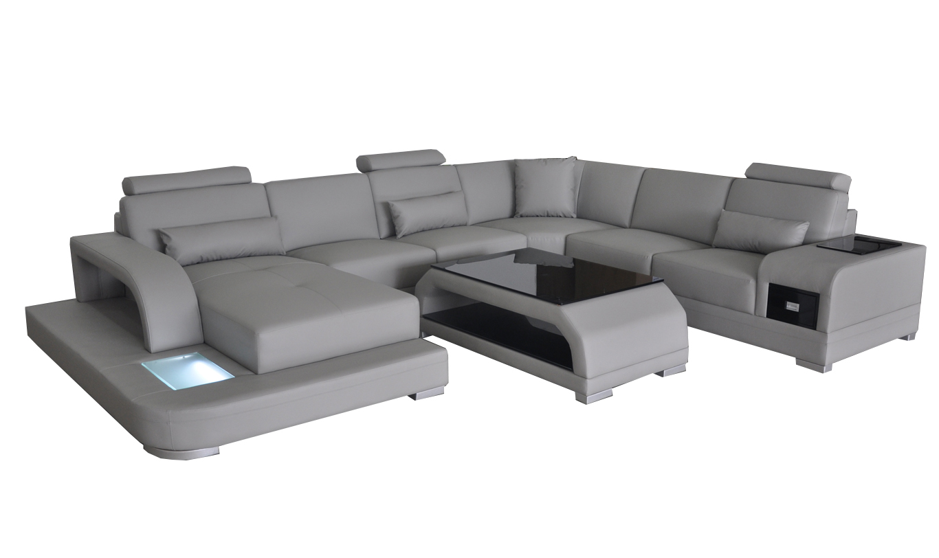 Leather sofa living landscape corner sofa seating area seating set sofa couch + USB + table