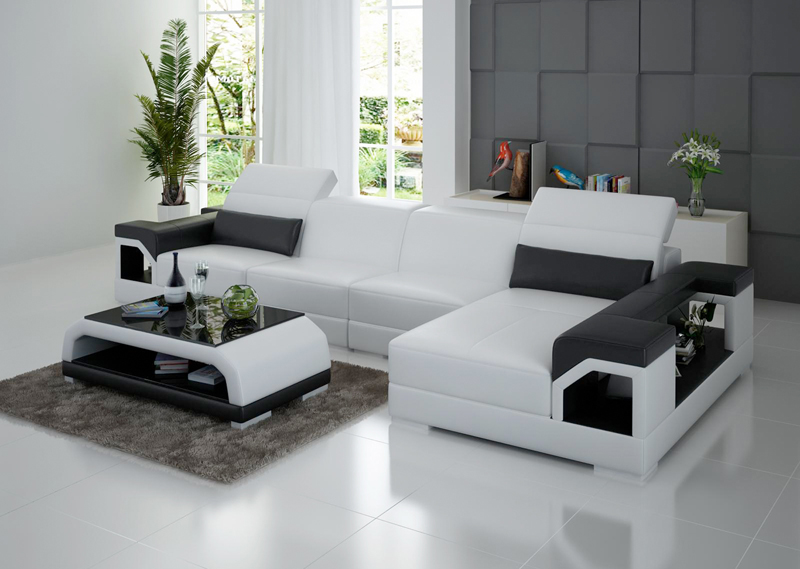 Leather sofa with USB living area corner sofa corner set modern design sofa G8014C