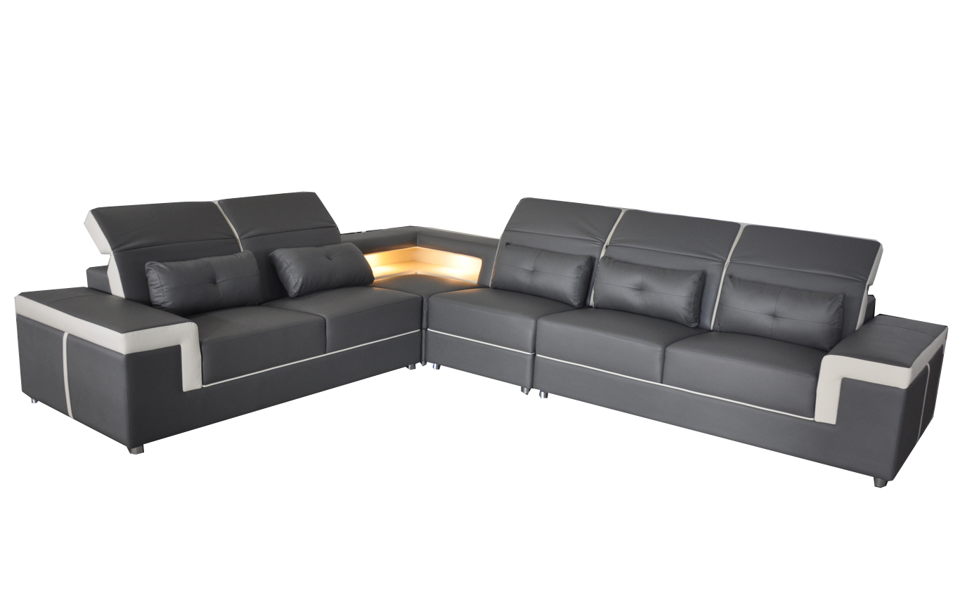 Leather corner sofa, living landscape luxury set, corner sofas, upholstered couch.