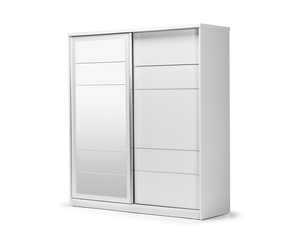 Wardrobe wooden cabinet cupboard wall cabinet mirror wood white