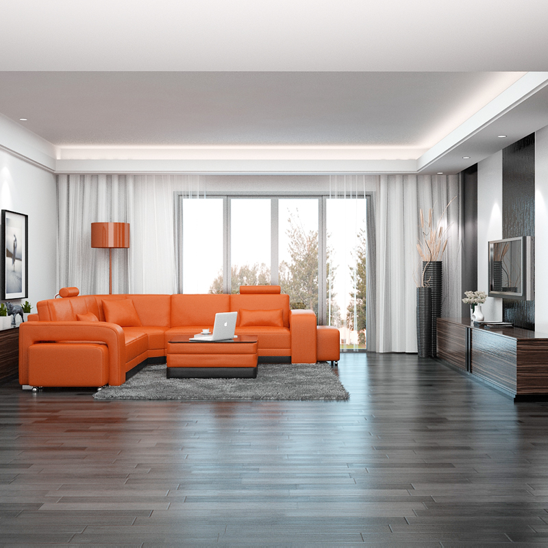 Leather sofa with USB, sectional living room, corner sofa, corner set, modern design sofa F3017B.