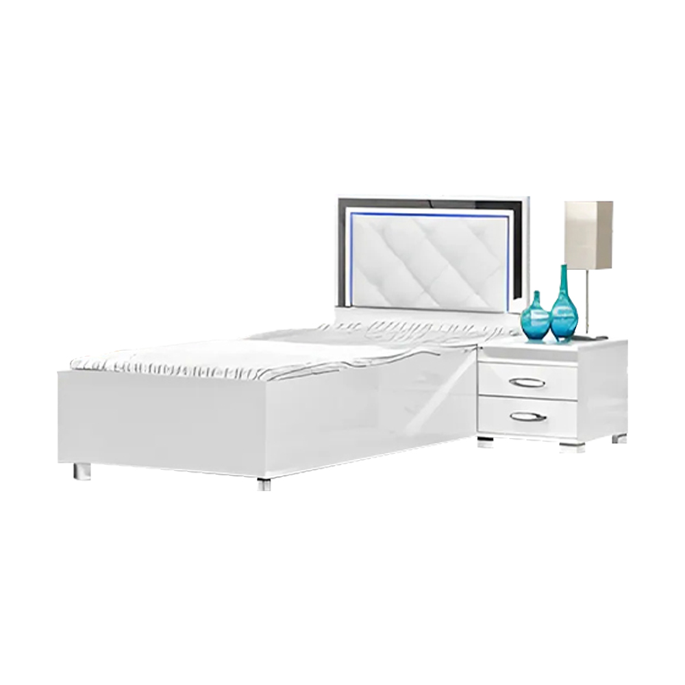 Complete bedroom bed frame nightstand bed white single bed set