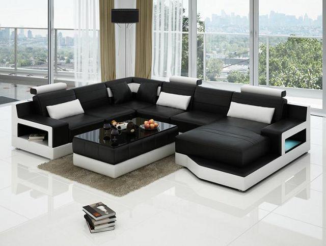 LEATHER SOFA CORNER SOFA DESIGN COUCH SET LIVING AREA UPHOLSTERY WITH BED FUNCTION NEW