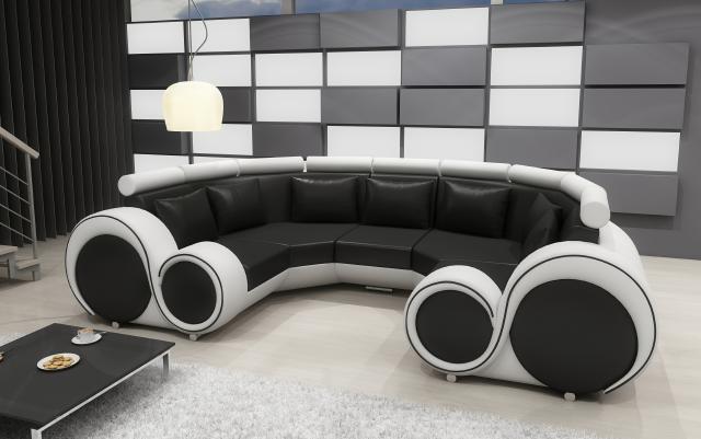 XXL LIVING AREA LEATHER SOFA DESIGN UPHOLSTERED SET COUCH CORNER SOFA BIG SOFA NEW