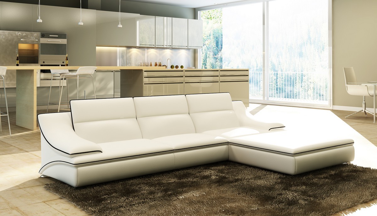 Leather sofa with USB, corner sofa living landscape, modern design corner set sofa A1160C.