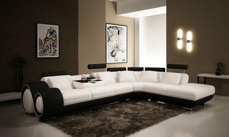 LEATHER SOFA LEATHER COUCH USB SET SOFA LIVING LANDSCAPE BLACK/WHITE Custom made